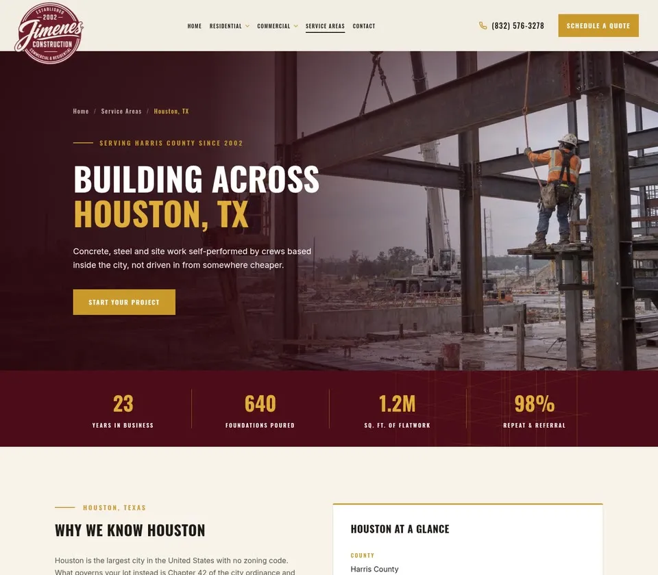 Jimenes Construction: Service Area