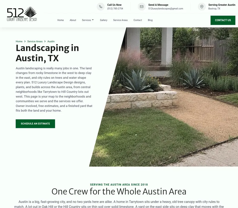 512 Luxury Landscape Design: Service Area