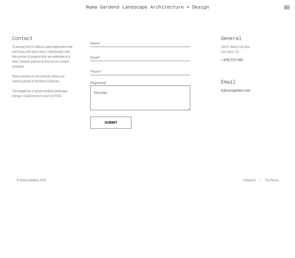 Numa Gardens: Contact
