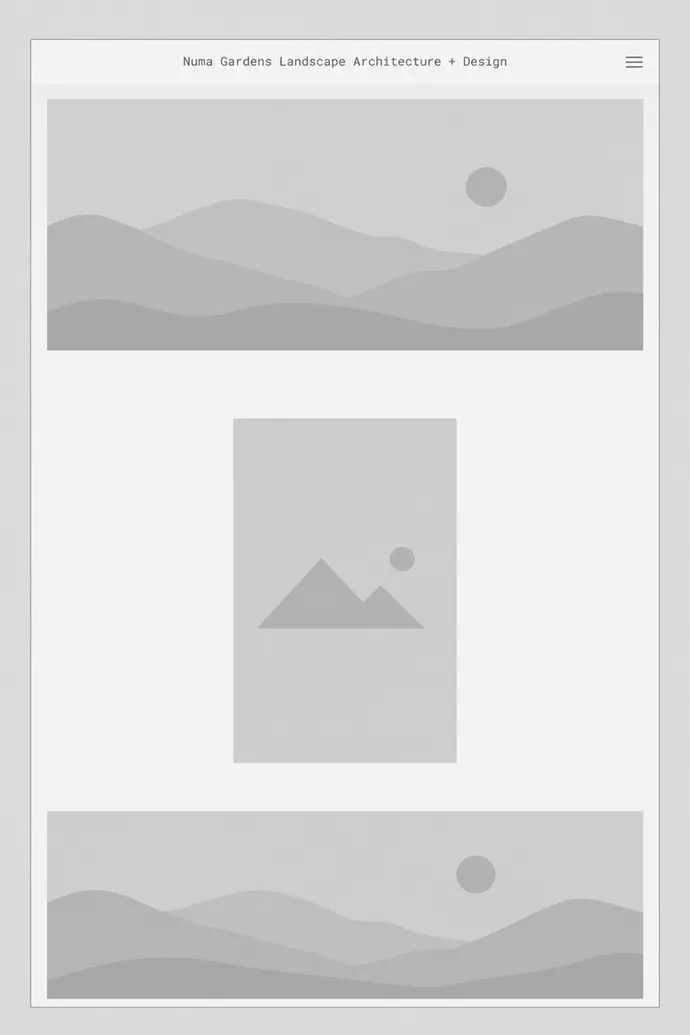 Wireframe of the Numa Gardens homepage