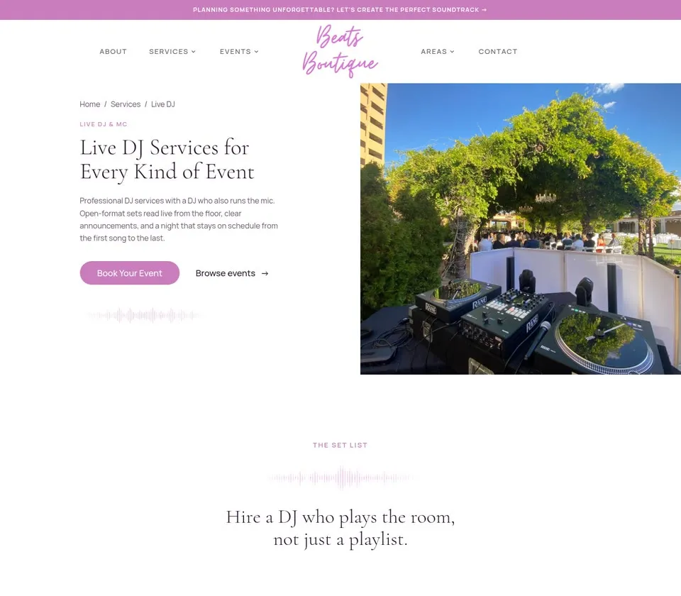 Beats Boutique: Service Page