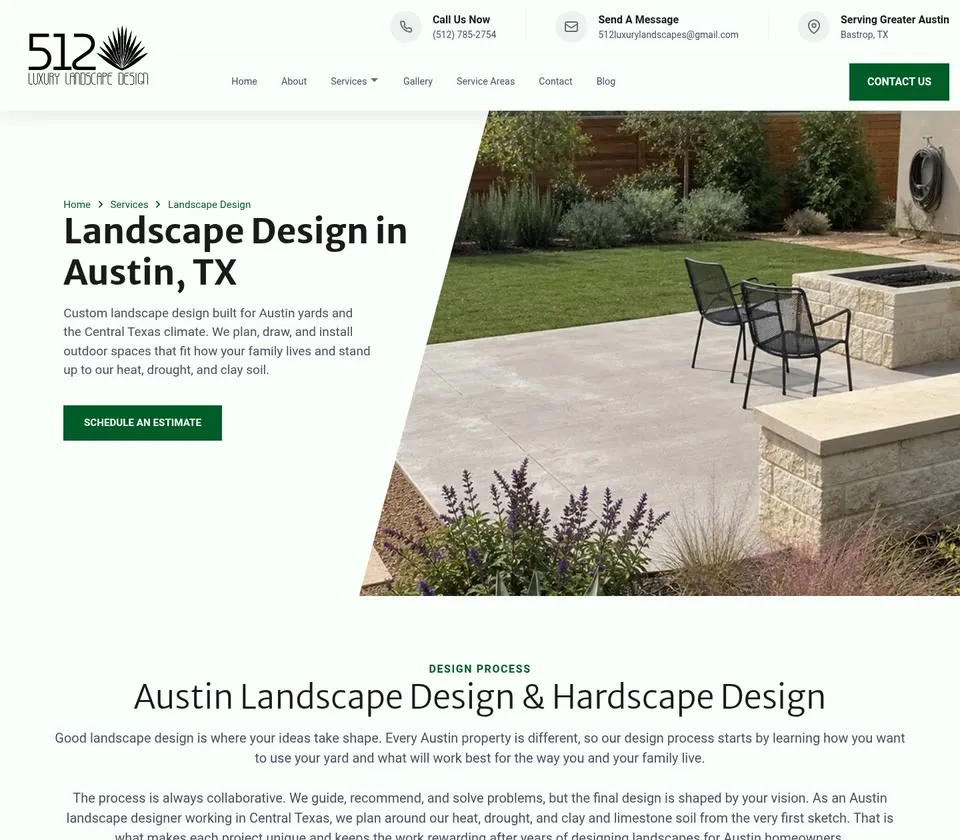 512 Luxury Landscape Design: Service Page