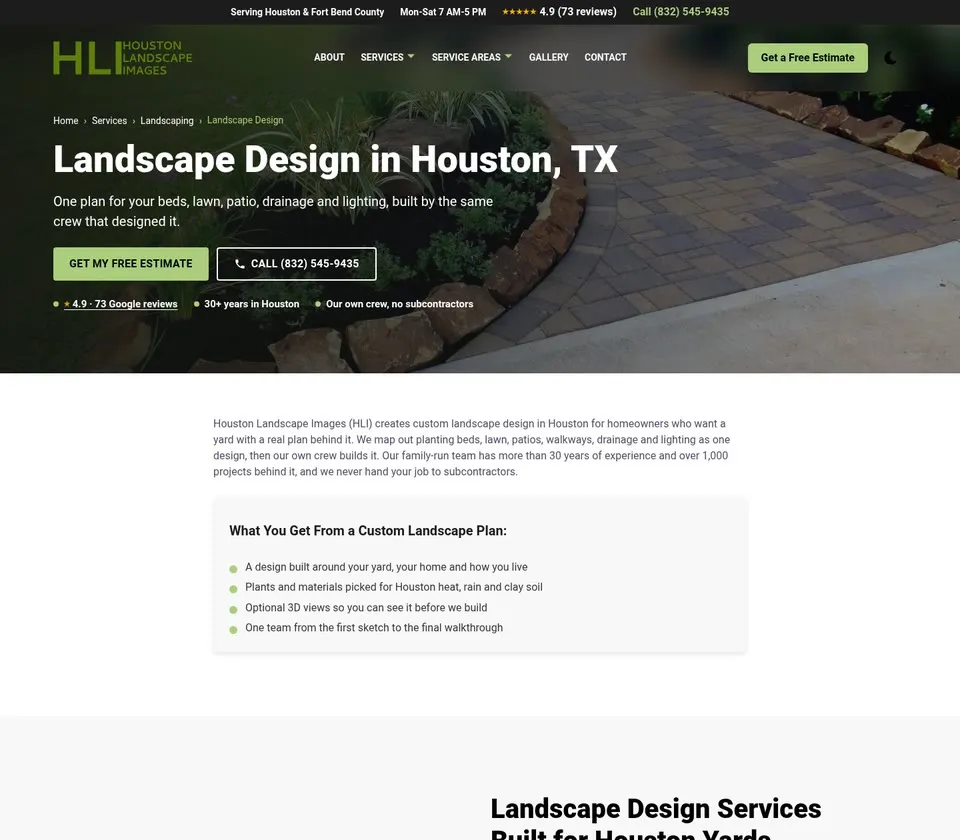 Houston Landscape Images: Service Page