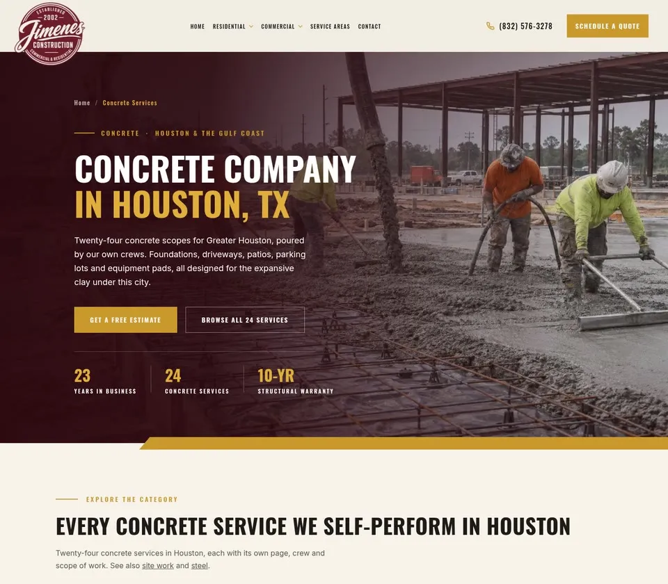 Jimenes Construction: Service Page