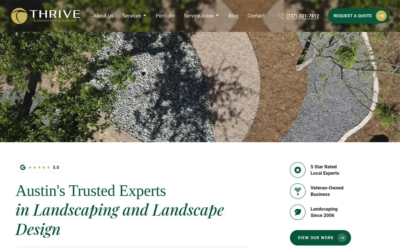 The Thrive Landscape & Design homepage
